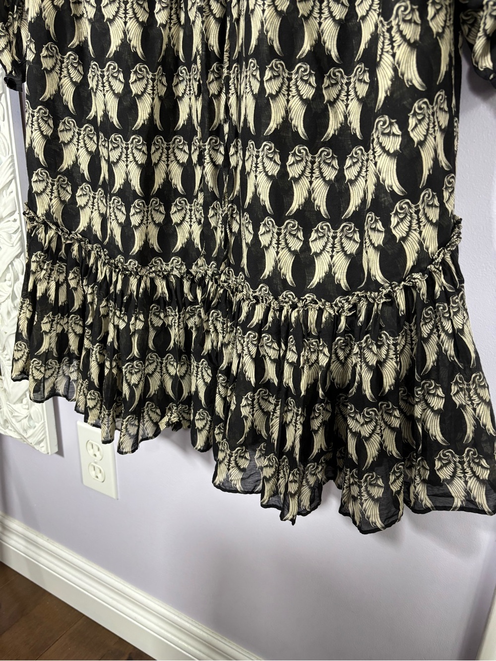 Faith Connexion Angel Wings Puff Sleeve Whimsical Goth Cotton Silk Tunic Dress M - Picture 5 of 9